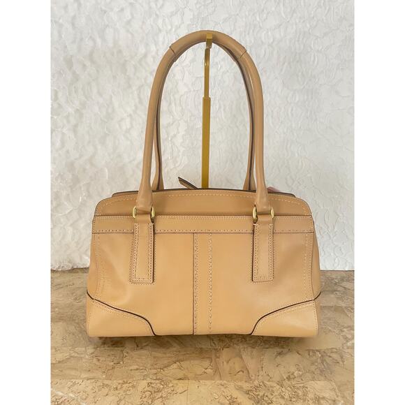 Coach Hampton sand leather stitched satchel shoulder bag Carryall 11540 - Picture 2 of 10